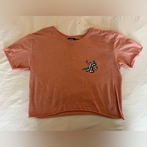 Pink Santa Cruz Floral Dot Crop Tee, Size Medium